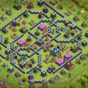 Town Hall Level 13 Trophy/Defense Base Design 2025, Anti Everything, Layout #1715