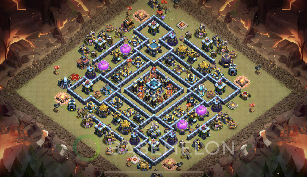 Town Hall Level 13 War Base Design 2025, Anti 2 Stars, Anti Air, Layout #1724