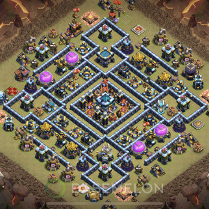 Town Hall Level 13 War Base Design 2025, Anti 2 Stars, Anti Air, Layout #1724