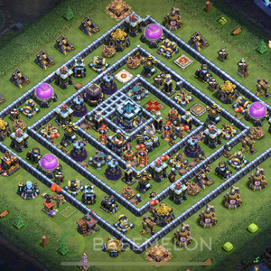 Rathaus Level 13 Verteidigung Base, Anti 3 Sterne, Hybrid, Layout #175