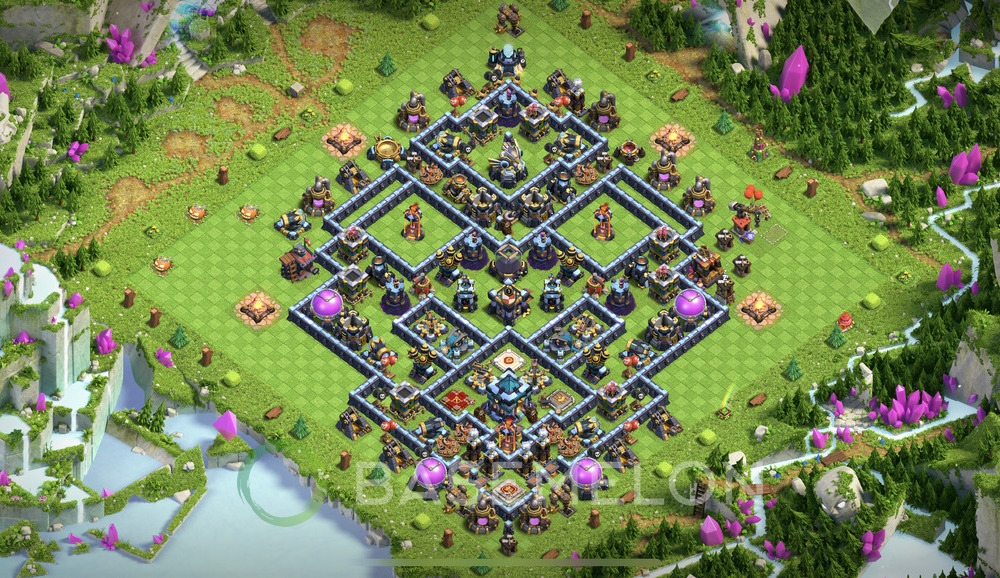 Town Hall Level 13 Trophy/Defense Base Design 2025, Anti 3 Stars, Hybrid, Layout #1755