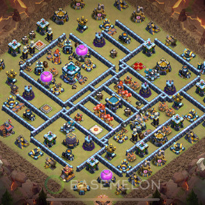 Town Hall Level 13 War Base Design 2025, Anti 2 Stars, Layout #1771