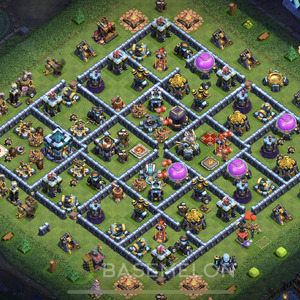 Town Hall Level 13 Trophy/Defense Base Design 2025, Anti 3 Stars, Hybrid, Layout #1847