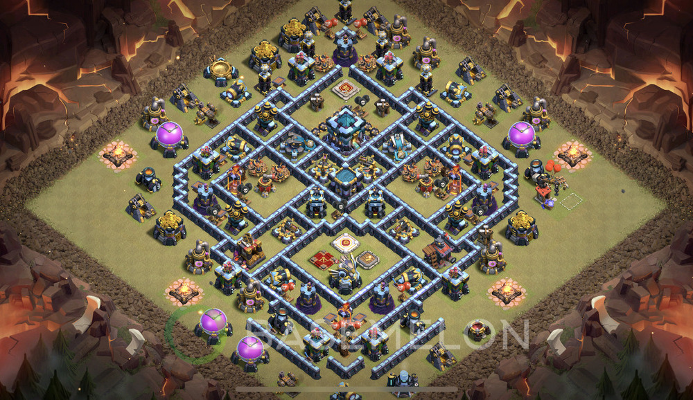Town Hall Level 13 War Base Design 2025, Anti 3 Stars, Anti Air, Layout #1907