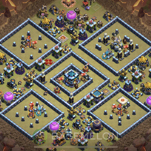 Town Hall Level 13 War Base Design, Anti 3 Stars, Anti Air, Layout #192