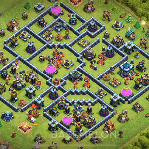 Rathaus Level 13 Verteidigung Base 2025, Legend Liga, Hybrid, Layout #1967