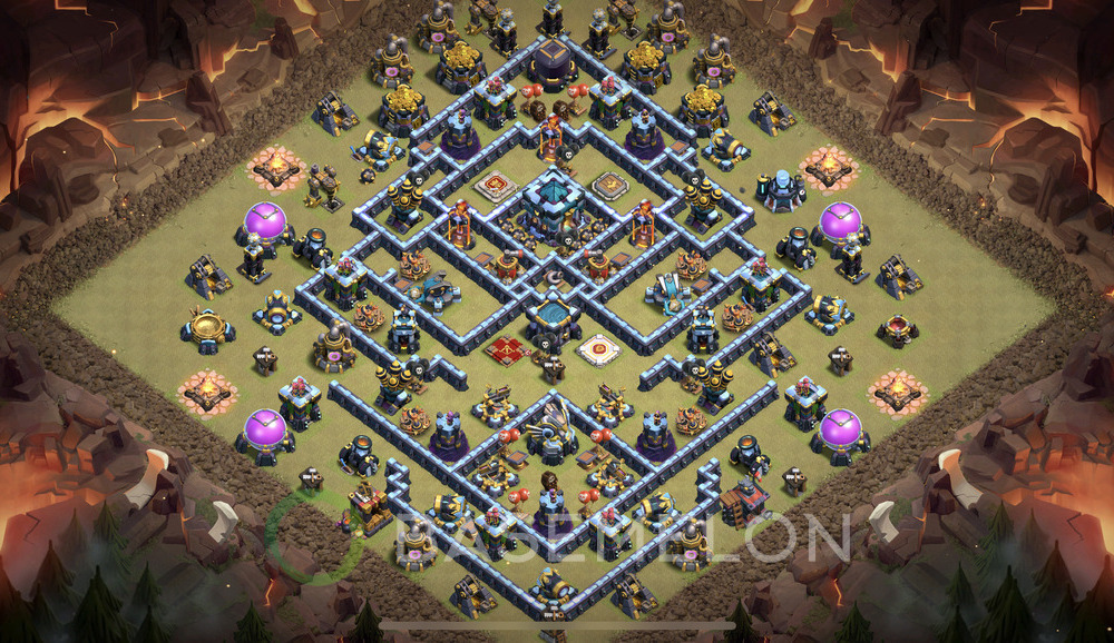 Town Hall Level 13 War Base Design 2025, Anti 2 Stars, Anti Air, Layout #1993