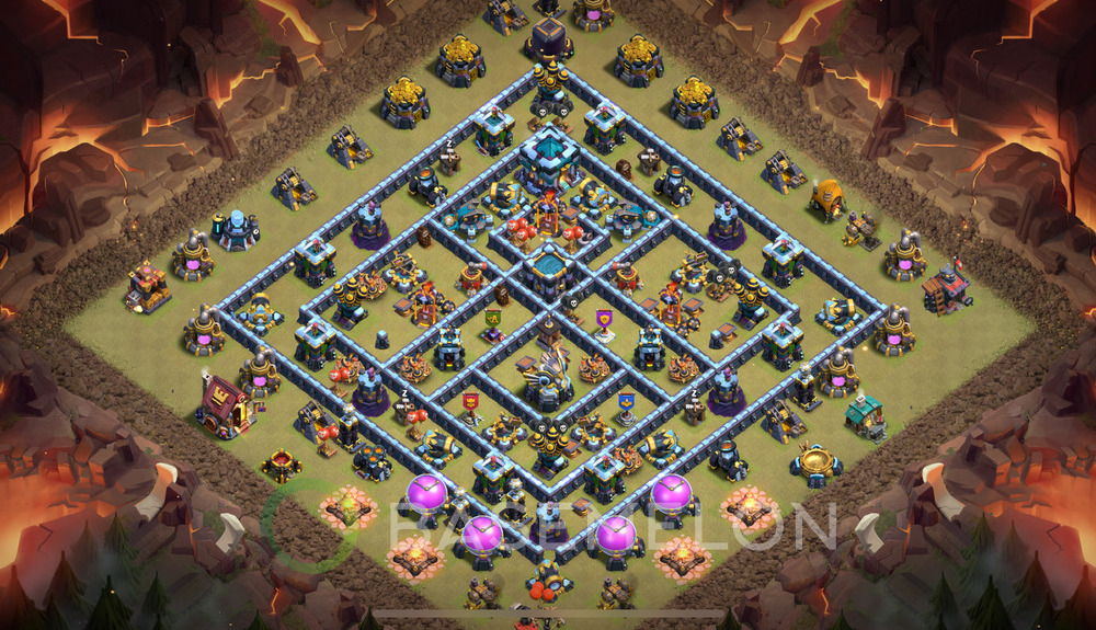 Town Hall Level 13 War Base Design 2025, Anti Air, Layout #1999
