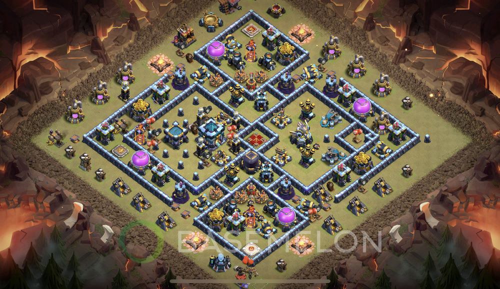Town Hall Level 13 War Base Design 2025, Anti Air, Hybrid, Layout #2000