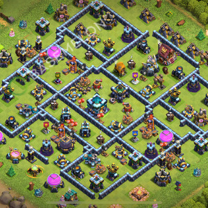 Town Hall Level 13 Trophy/Defense Base Design 2026, Anti 2 Stars, Layout #2017