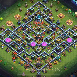 Rathaus Level 13 Verteidigung Base 2025, Anti 3 Sterne, Hybrid, Layout #203