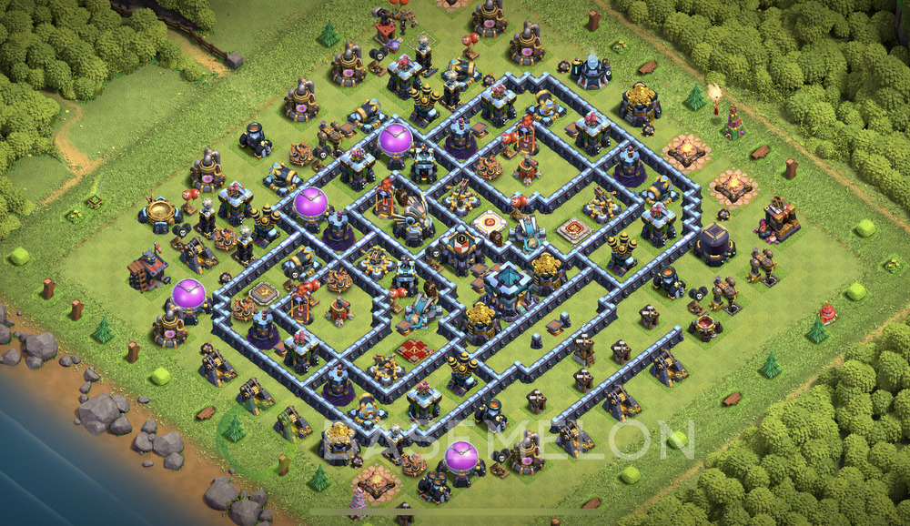 Town Hall Level 13 Trophy/Defense Base Design 2025, Anti Everything, Layout #2050