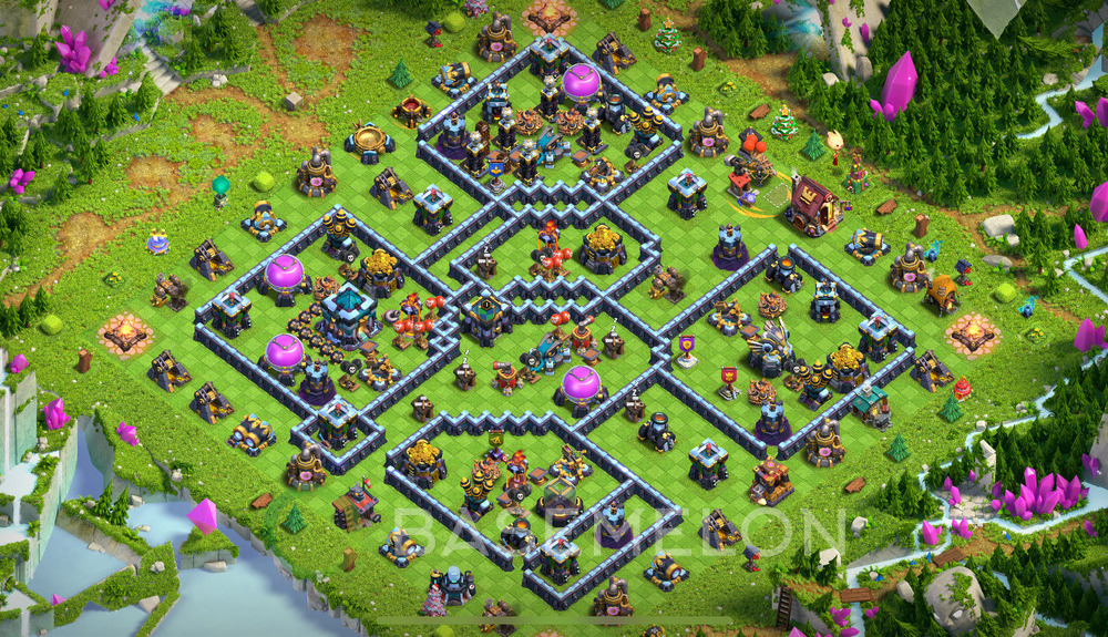 Town Hall Level 13 Trophy/Defense Base Design 2025, Anti 3 Stars, Hybrid, Layout #2055