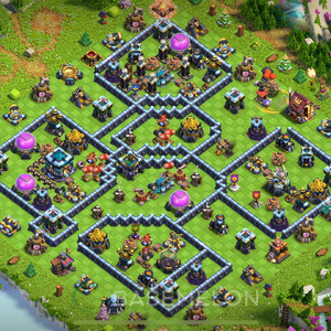 Rathaus Level 13 Verteidigung Base 2025, Anti 3 Sterne, Hybrid, Layout #2055