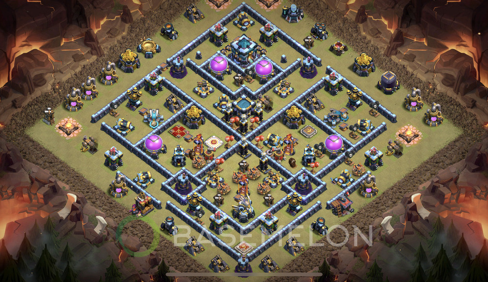 Town Hall Level 13 War Base Design 2025, Anti Everything, Layout #2124