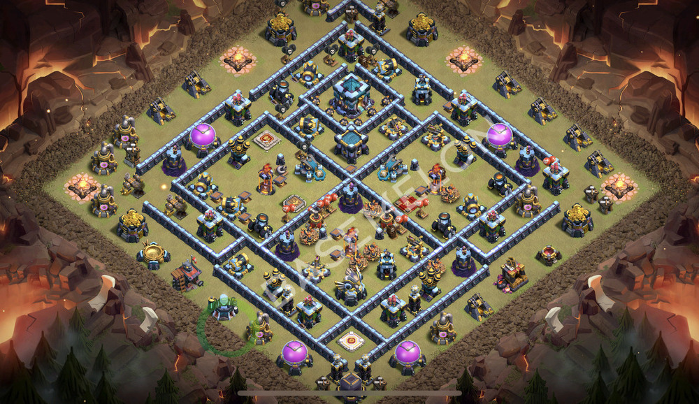 Aldea del Ayuntamiento Nivel 13 para Guerra, Anti 3 Estrellas, Anti Aéreo Diseño 2025, #2186