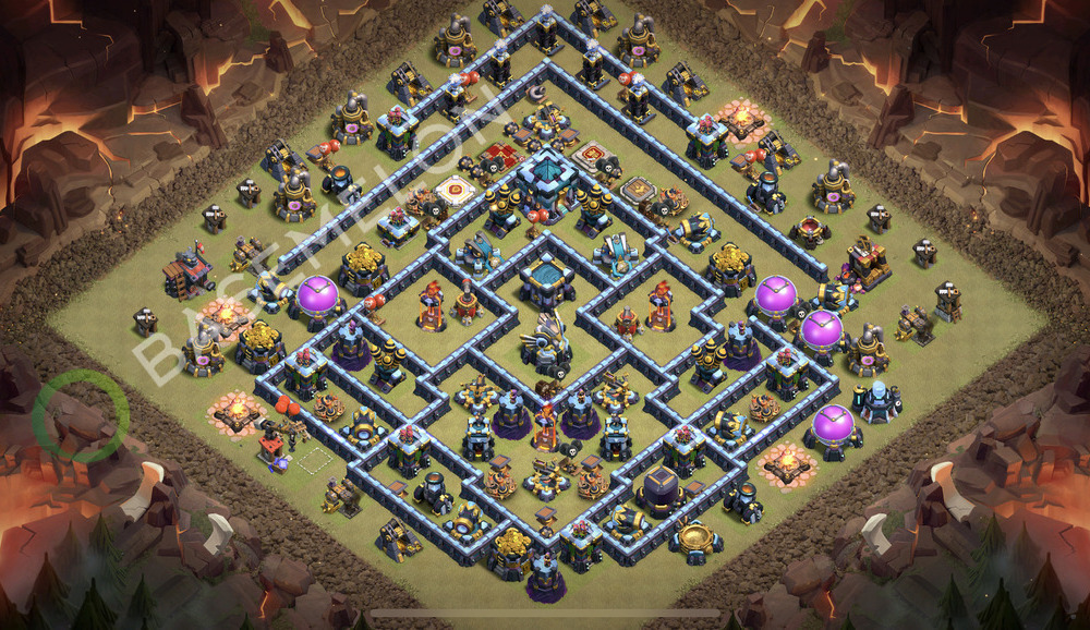 Town Hall Level 13 War Base Design 2025, Anti 3 Stars, Anti Air, Layout #2277