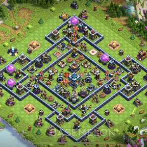 Town Hall Level 13 Trophy/Defense Base Design, Hybrid, Layout #230