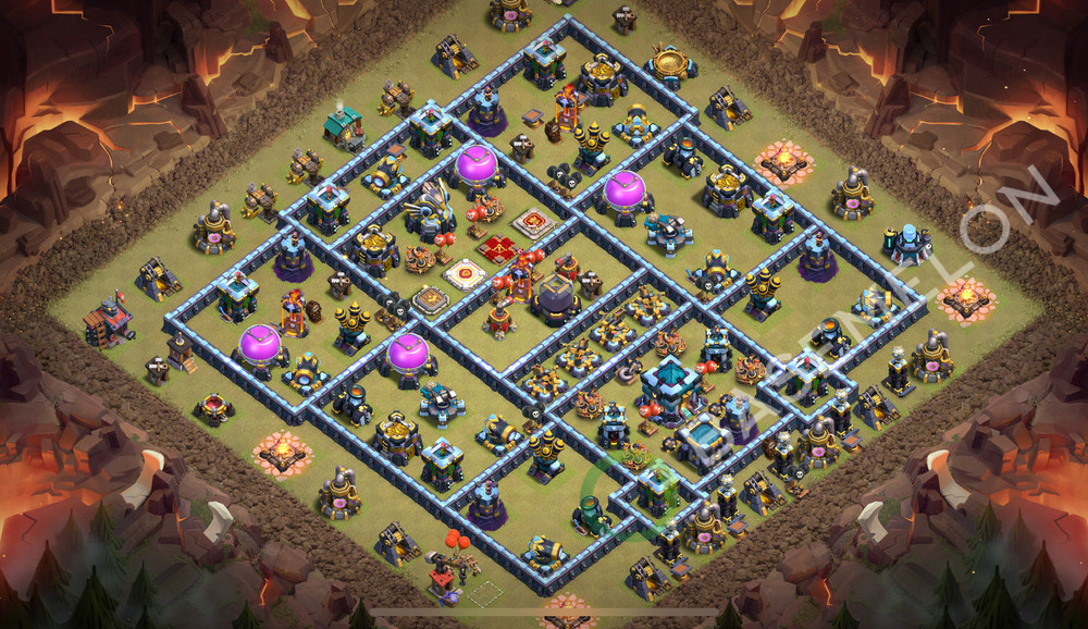 Town Hall Level 13 War Base Design 2025, Anti 2 Stars, Hybrid, Layout #2300