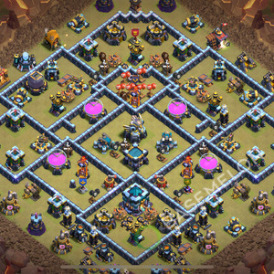 Town Hall Level 13 War Base Design 2025, Anti 3 Stars, Hybrid, Layout #2309