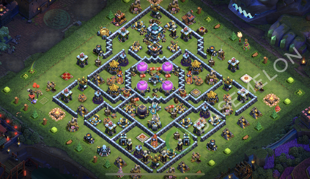 Town Hall Level 13 Farm Base Design 2025, Hybrid, Layout #2327