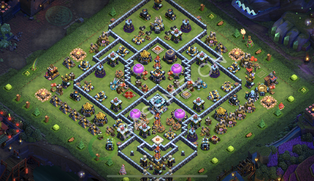 Hôtel de Ville Level 13 Trophées/Défense Base  2025, Anti Tout, Hybride, Village #2352