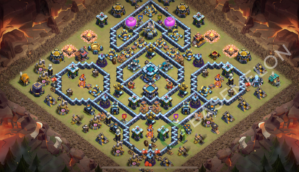 Town Hall Level 13 War Base Design 2025, Anti 2 Stars, Anti Air, Layout #2437