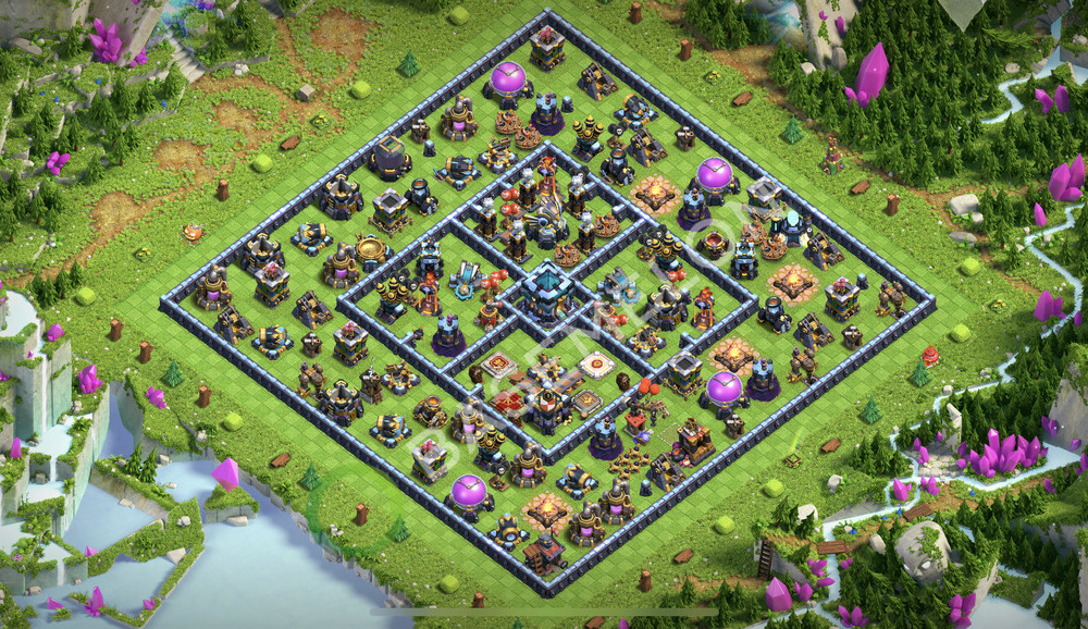 Town Hall Level 13 Trophy/Defense Base Design 2025, Anti Everything, Hybrid, Layout #2447