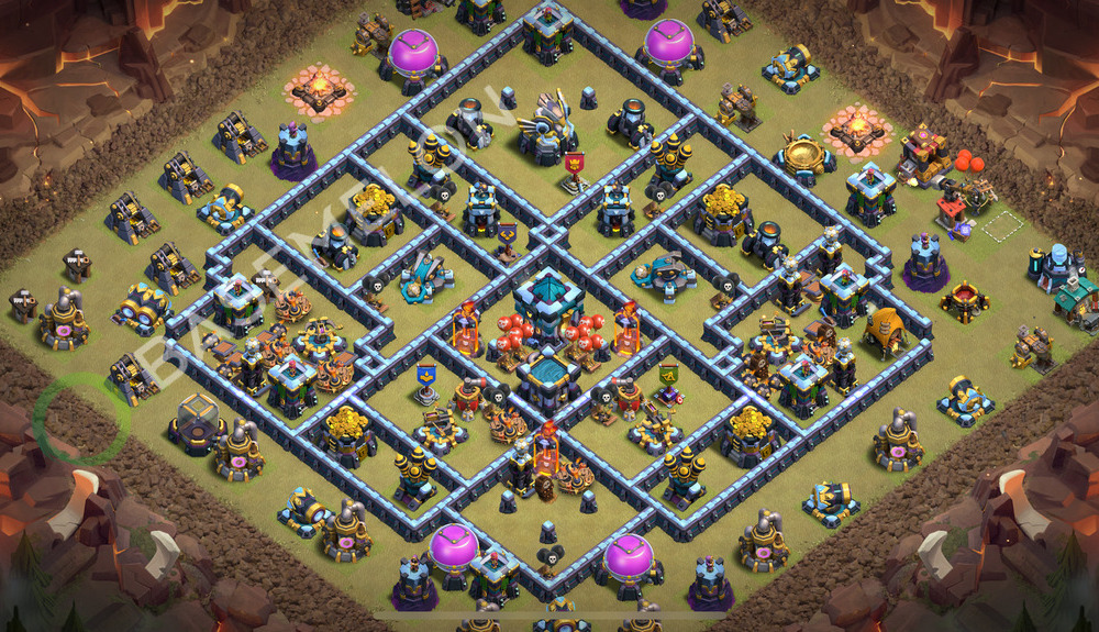 Town Hall Level 13 War Base Design 2025, Anti 2 Stars, Layout #2450