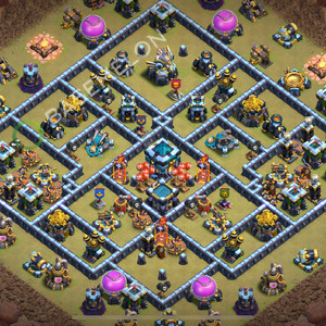 Town Hall Level 13 War Base Design 2025, Anti 2 Stars, Layout #2450