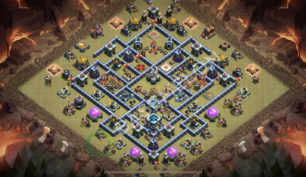 Town Hall Level 13 War Base Design 2026, Anti 3 Stars, Anti Air, Layout #2513