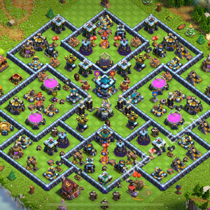 Town Hall Level 13 Trophy/Defense Base Design 2026, Anti 2 Stars, Hybrid, Layout #2605