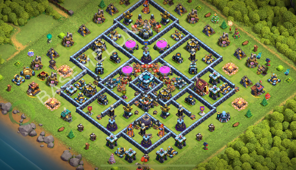 Town Hall Level 13 Trophy/Defense Base Design 2026, Anti 2 Stars, Hybrid, Layout #2617