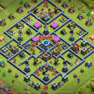 Town Hall Level 13 Trophy/Defense Base Design 2026, Anti 2 Stars, Hybrid, Layout #2617