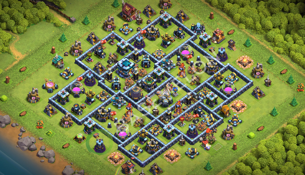 Town Hall Level 13 Trophy/Defense Base Design 2026, Anti 3 Stars, Anti Everything, Layout #2939