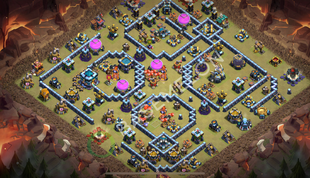 Town Hall Level 13 War Base Design 2026, Anti 3 Stars, Hybrid, Layout #3091