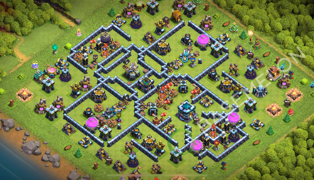 Town Hall Level 13 Trophy/Defense Base Design 2026, Anti 3 Stars, Layout #3096