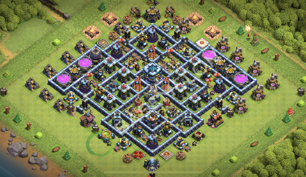 Town Hall Level 13 Trophy/Defense Base Design 2026, Unbeatable, Anti 2 Stars, Layout #3100