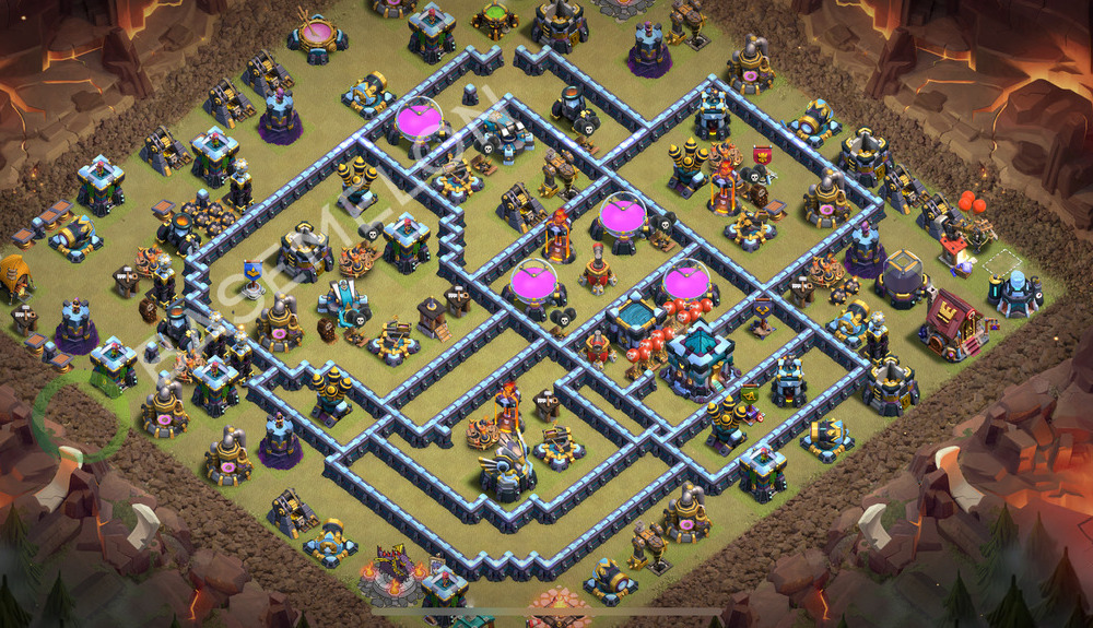 Town Hall Level 13 War Base Design 2026, Anti 3 Stars, Layout #3189
