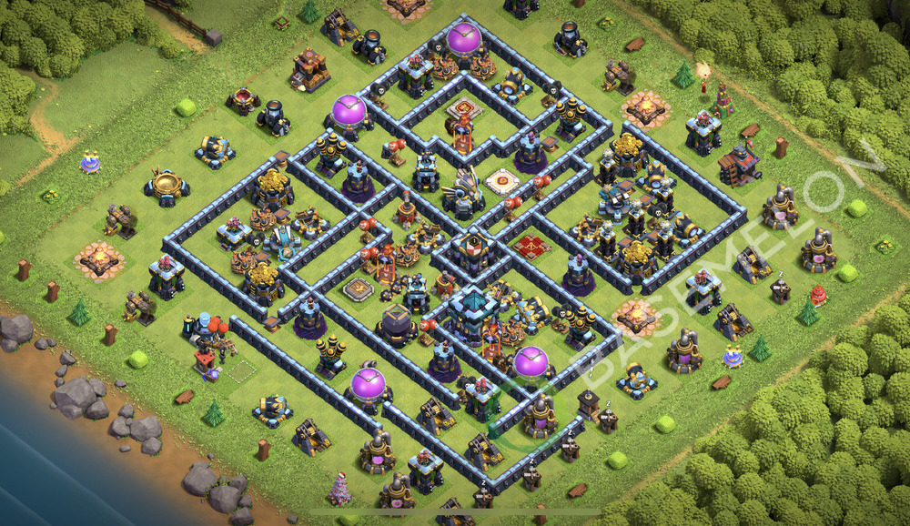 Town Hall Level 13 Trophy/Defense Base Design 2026, Anti Everything, Hybrid, Layout #3196
