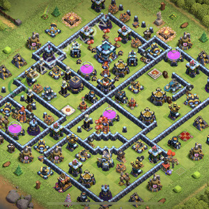Town Hall Level 13 Trophy/Defense Base Design 2026, Anti 3 Stars, Hybrid, Layout #3367