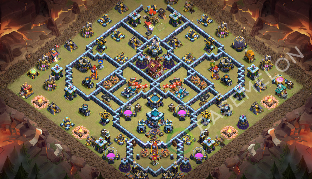 Town Hall Level 13 War Base Design 2026, Anti 3 Stars, Layout #3674