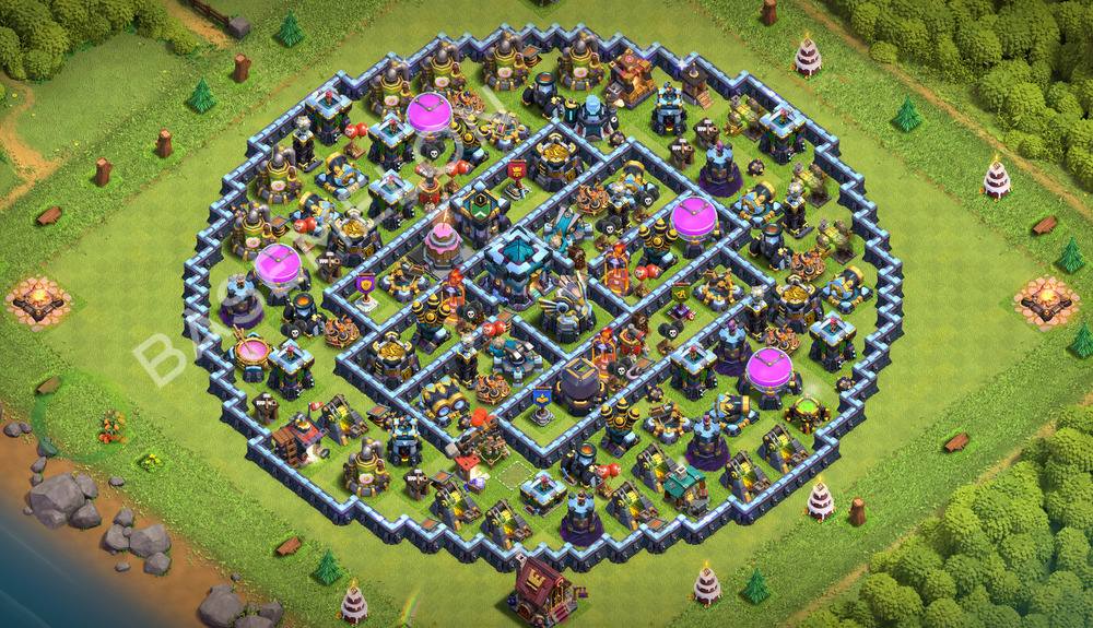 Town Hall Level 13 Trophy/Defense Base Design 2026, Hybrid, Layout #3807