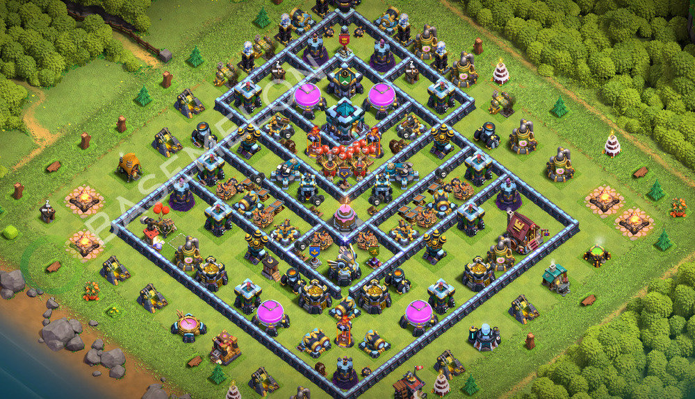 Town Hall Level 13 Trophy/Defense Base Design 2026, Anti 3 Stars, Layout #3808
