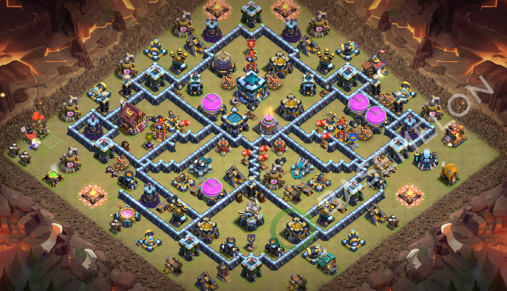 Town Hall Level 13 War Base Design 2026, Anti 3 Stars, Layout #3809