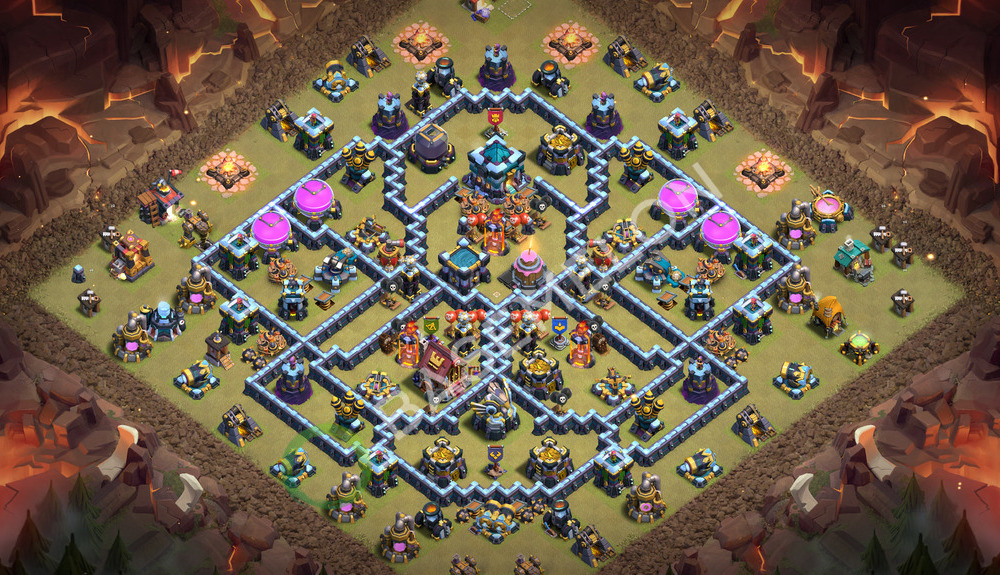 Town Hall Level 13 War Base Design 2026, Anti 3 Stars, Layout #3811