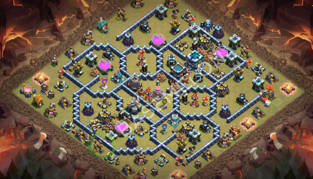Town Hall Level 13 War Base Design 2026, Anti 3 Stars, Layout #3832