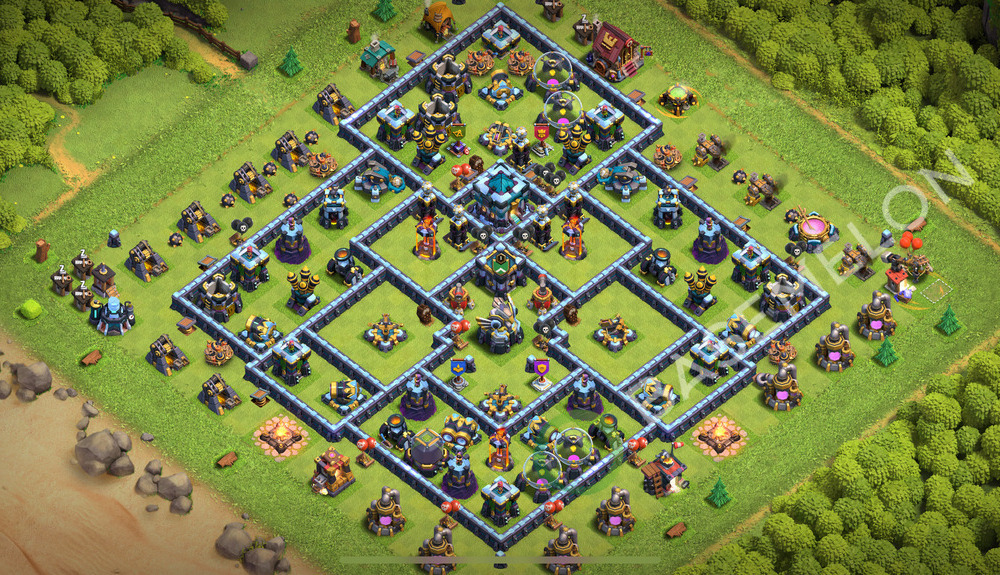 Town Hall Level 13 Trophy/Defense Base Design 2026, Anti 3 Stars, Layout #3911