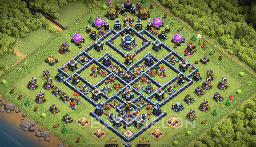 Town Hall Level 13 Trophy/Defense Base Design 2024, Anti Everything, Anti 3 Stars, Layout #466