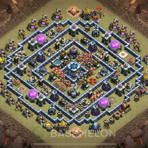 Town Hall Level 13 War Base Design, Anti 2 Stars, Anti Air, Layout #537